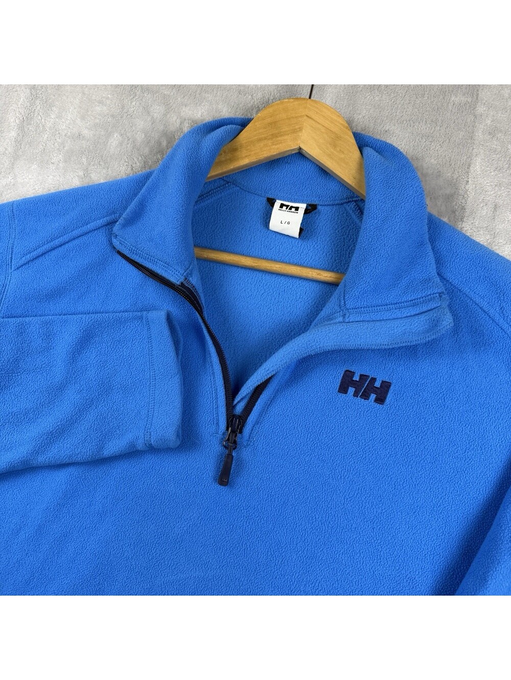 Helly Hansen Men L Blue 1/4 Zip Polarfleece Pullover Outdoor Hiking Gorpcore Ski